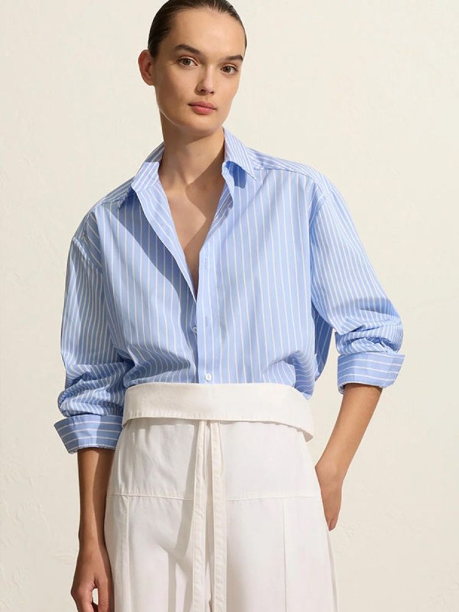 MATTEAU Contrast Stripe Shirt In Sky Stripe