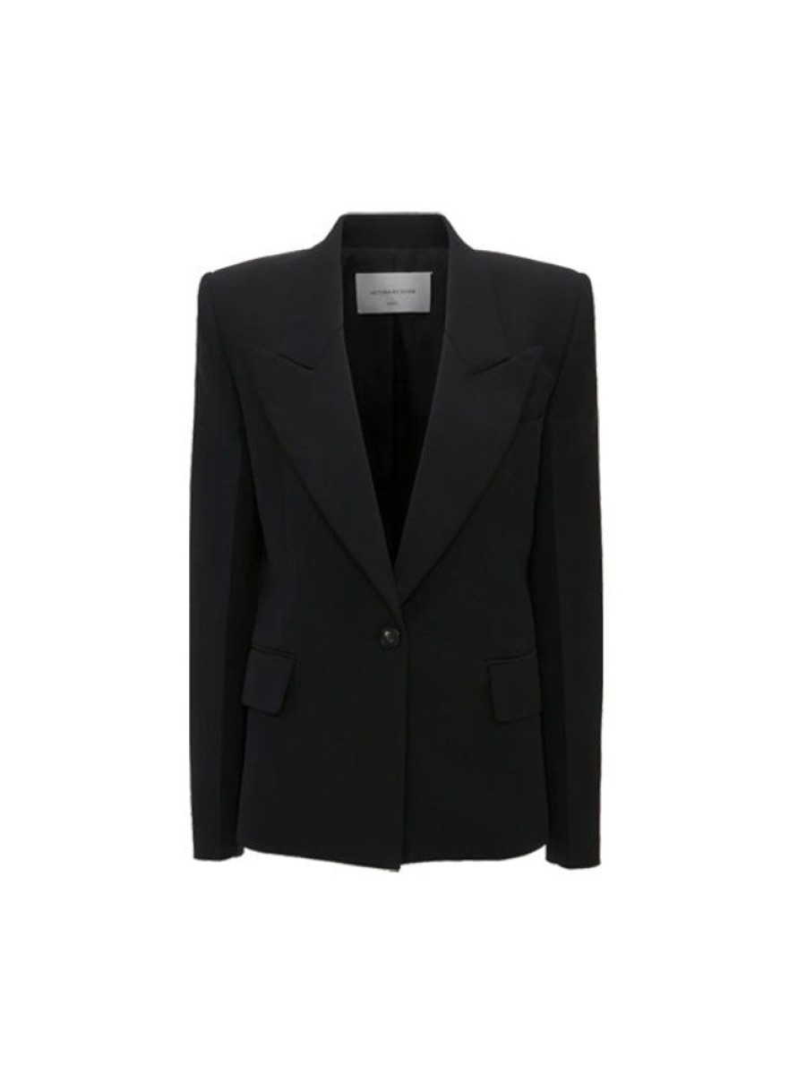 VICTORIA BECKHAM Square Shoulder Jacket In Black