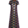 LA DOUBLEJ Swing Dress In Jacquard Spritz Blue Petrol