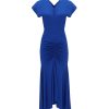 VICTORIA BECKHAM Sleeveless Rouched Jersey Dress In Royal Blue