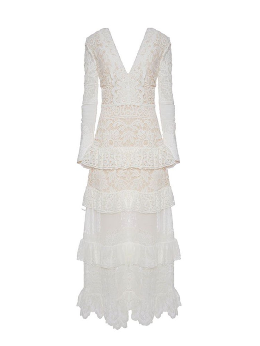 LA DOUBLEJ Footloose Lacey Dress In White