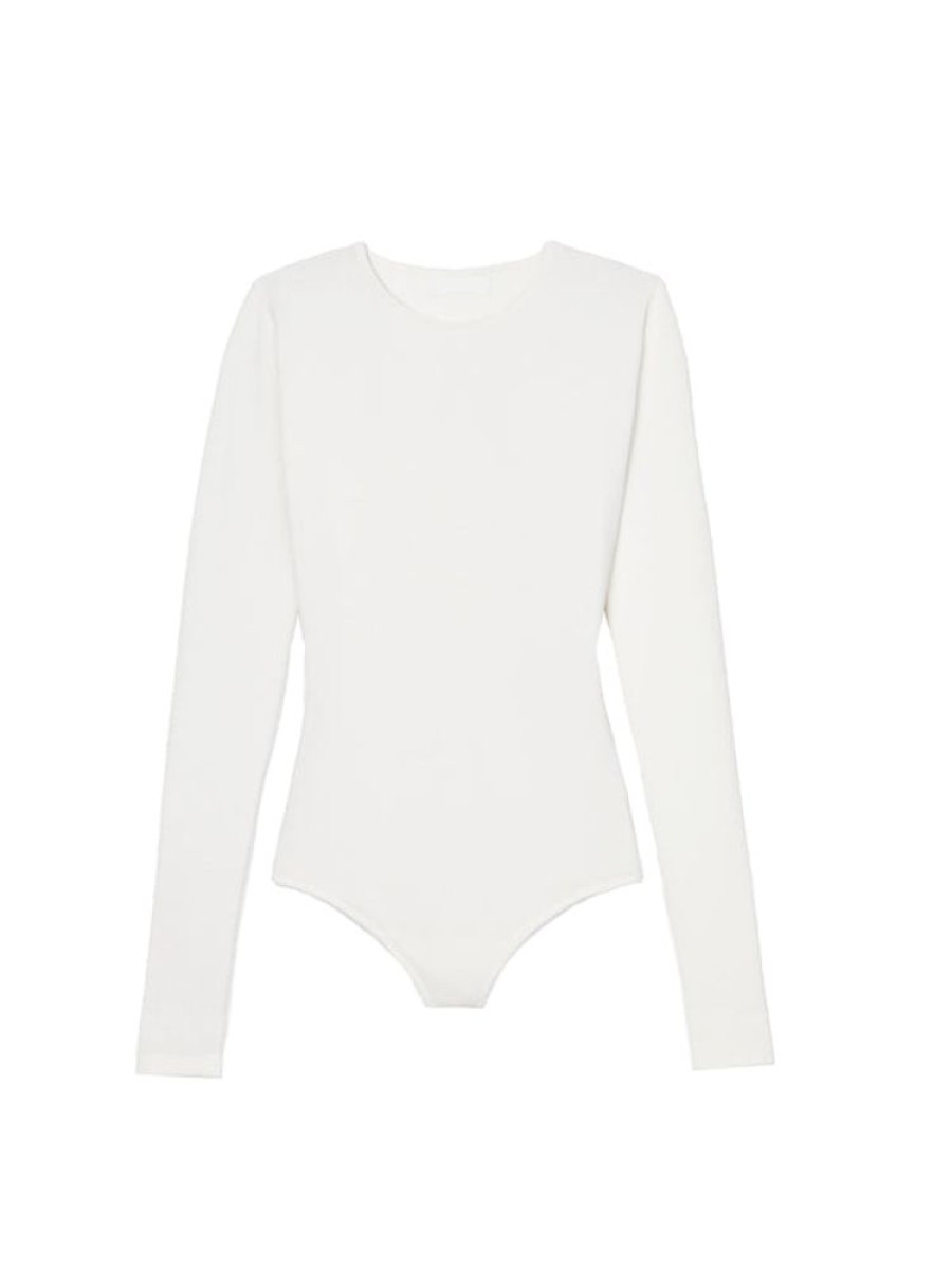 WARDROBE.NYC Knit Bodysuit In Off White