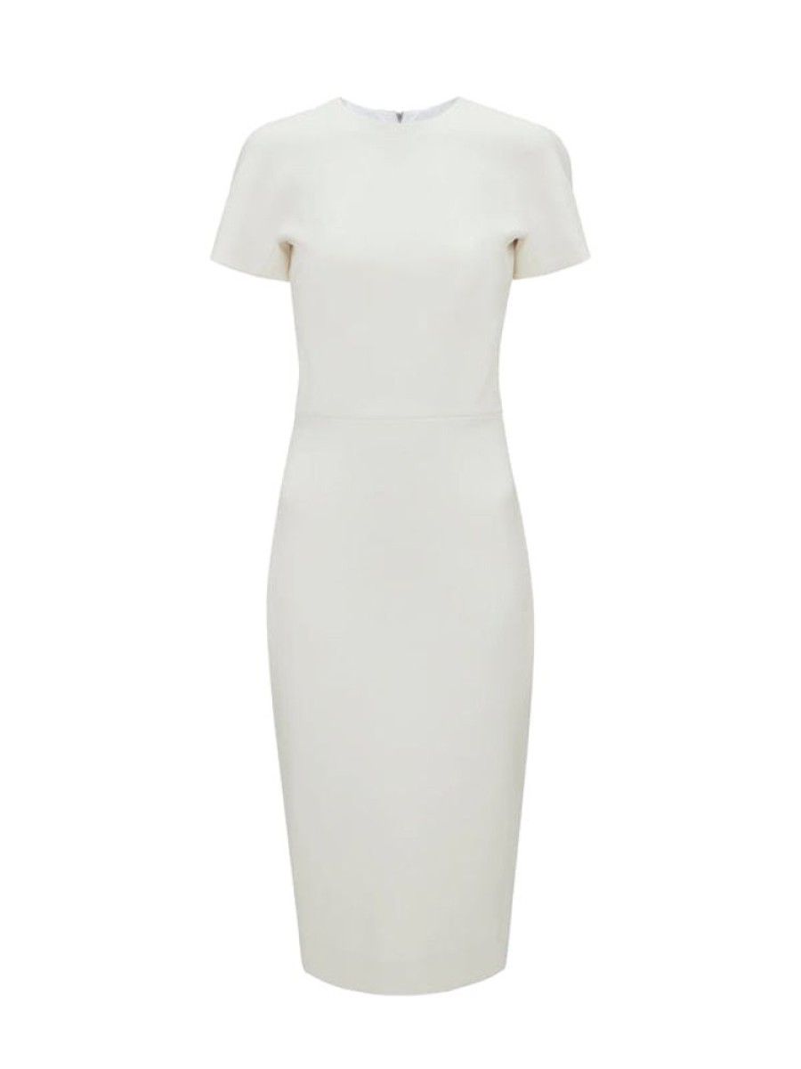 VICTORIA BECKHAM T-Shirt Fitted Dress In Ivory