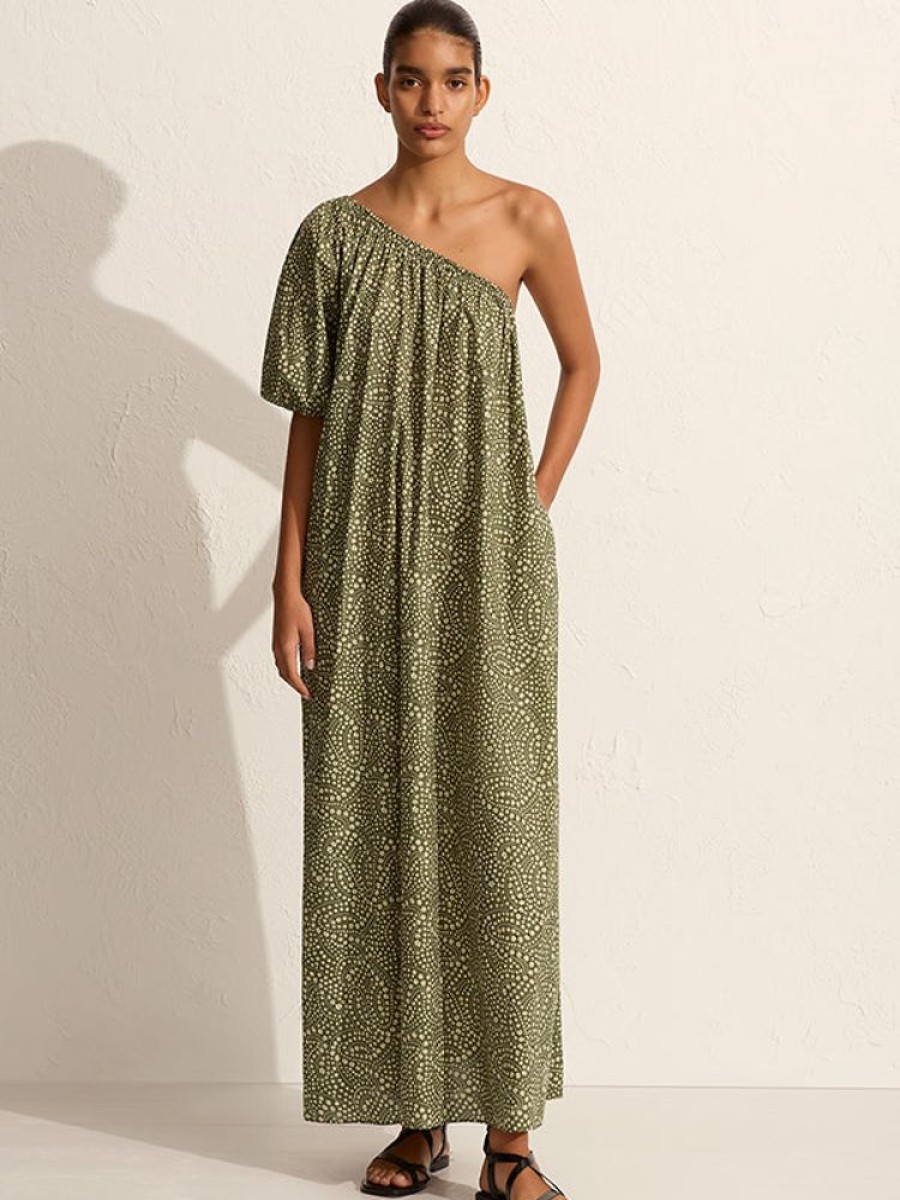 MATTEAU One Shoulder Maxi In Jasmine Olive