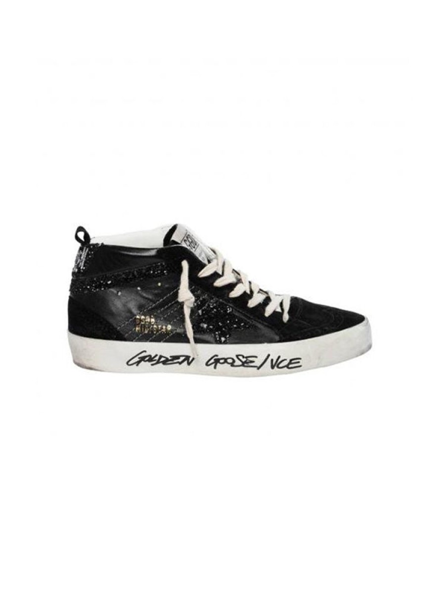 GOLDEN GOOSE Mid Star Black Glitter Star