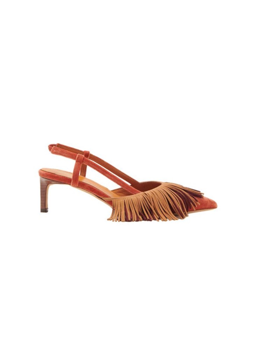 ULLA JOHNSON Shira Fringe Sling Back In Sierra