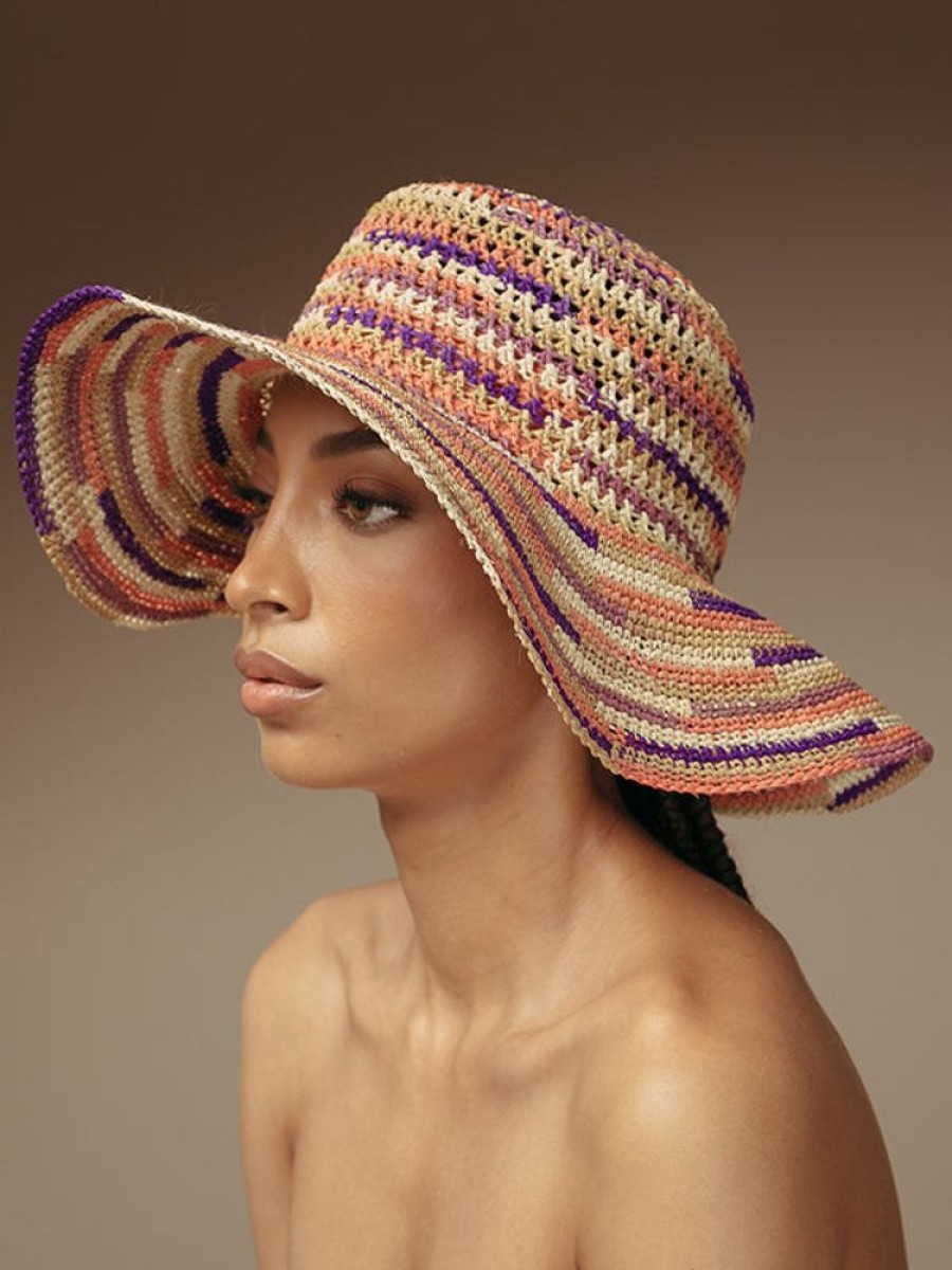 SENSI STUDIO Hippie Fiesta Crochet Hat In Multi Lavender