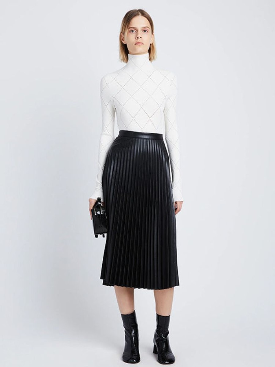 PROENZA SCHOULER WHITE LABEL Faux Leather Pleated Skirt In Black