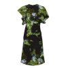 VICTORIA BECKHAM Twist Shoulder Dress In Black/Forest