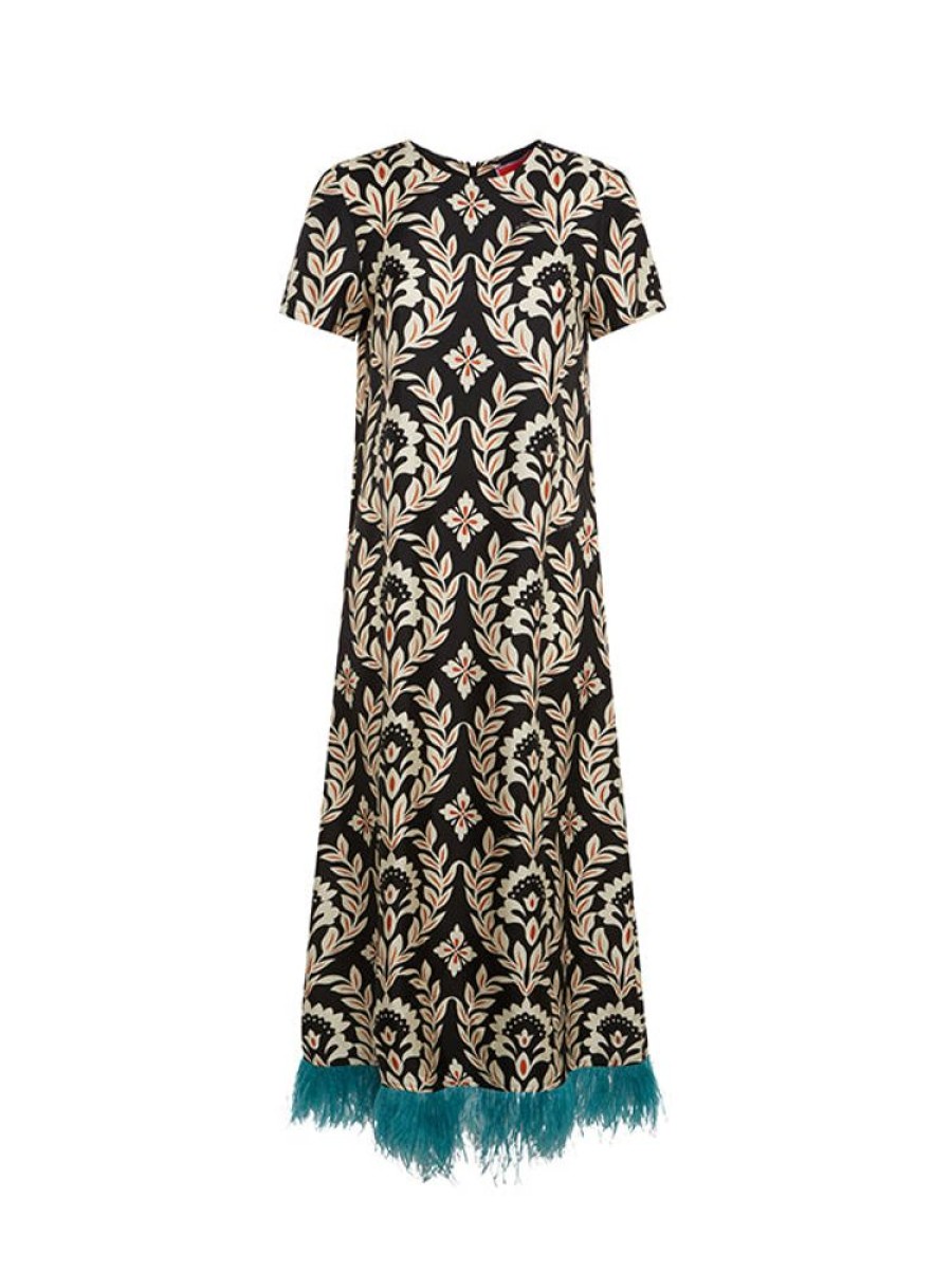 LA DOUBLEJ Swing Dress With Feathers In Ghirlanda