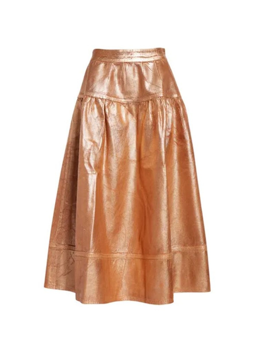 ULLA JOHNSON The Astrid Skirt In Copper Foiled